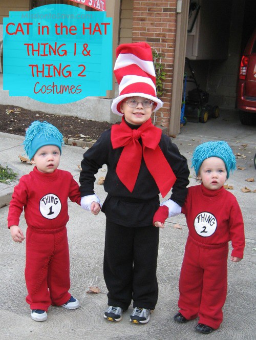 DIY Dr. Seuss Cat in the Hat and Thing 1 and Thing 2 Costumes