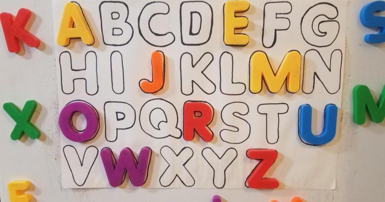 Letter Fridge Matching Game Using Large Magnet Letters