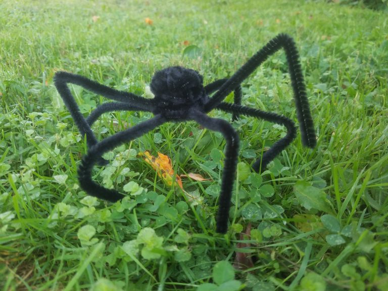 Pipe Cleaner Spider and Spiders Web for Halloween Kids Craft Tutorial