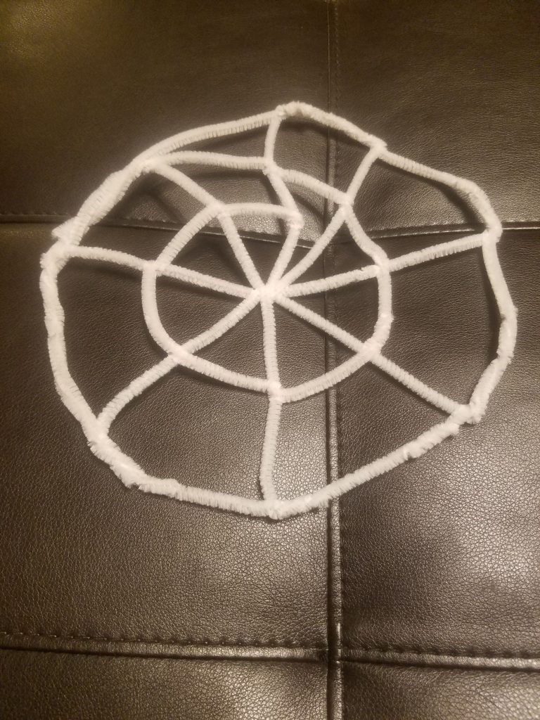 pipe cleaner spider web for halloween