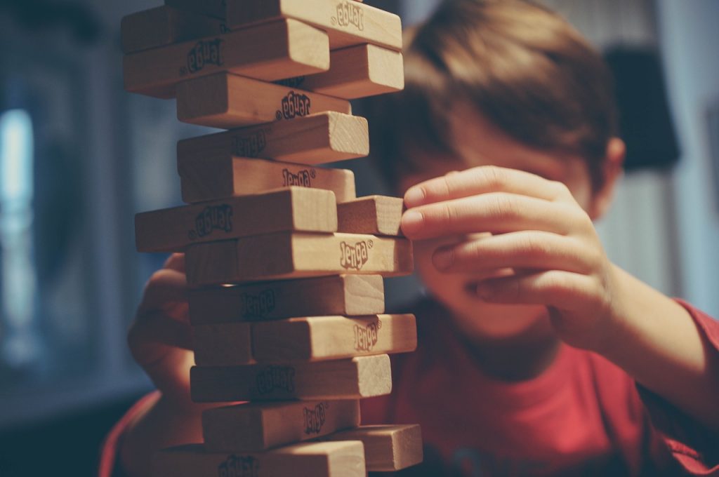 Playing Jenga with only child