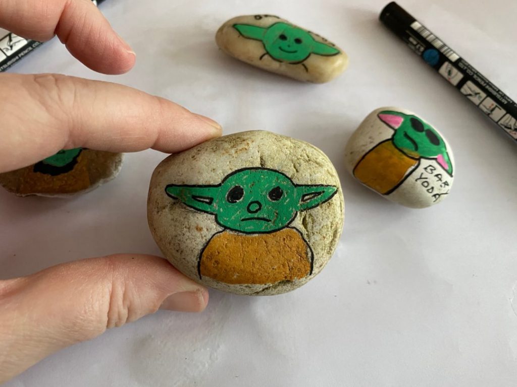 Baby Yoda painted rocks