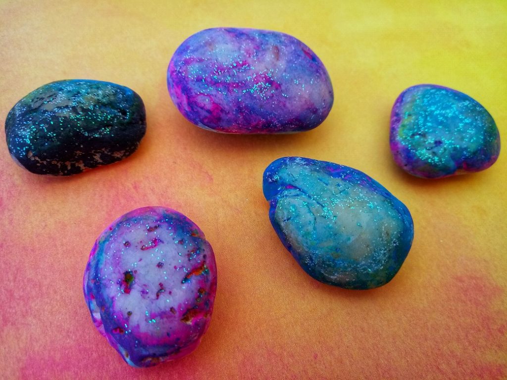 Galaxy painted rocks