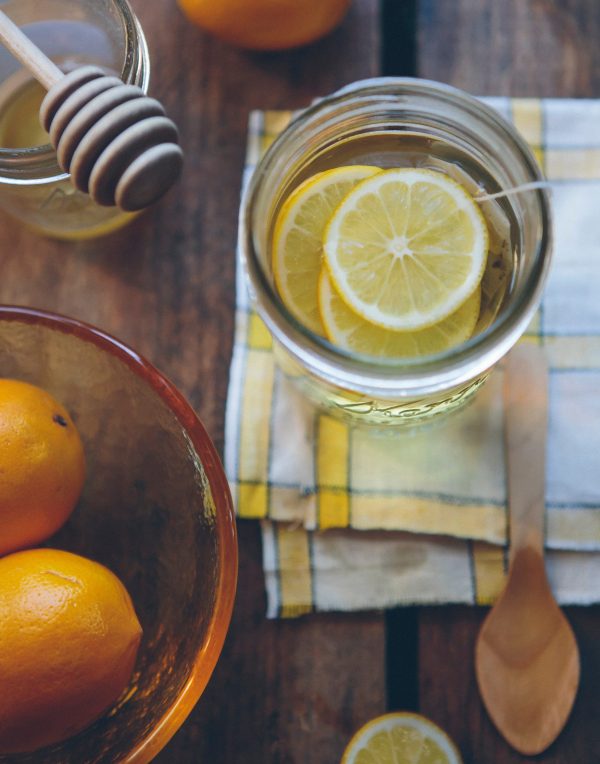 Lemons submerged in water