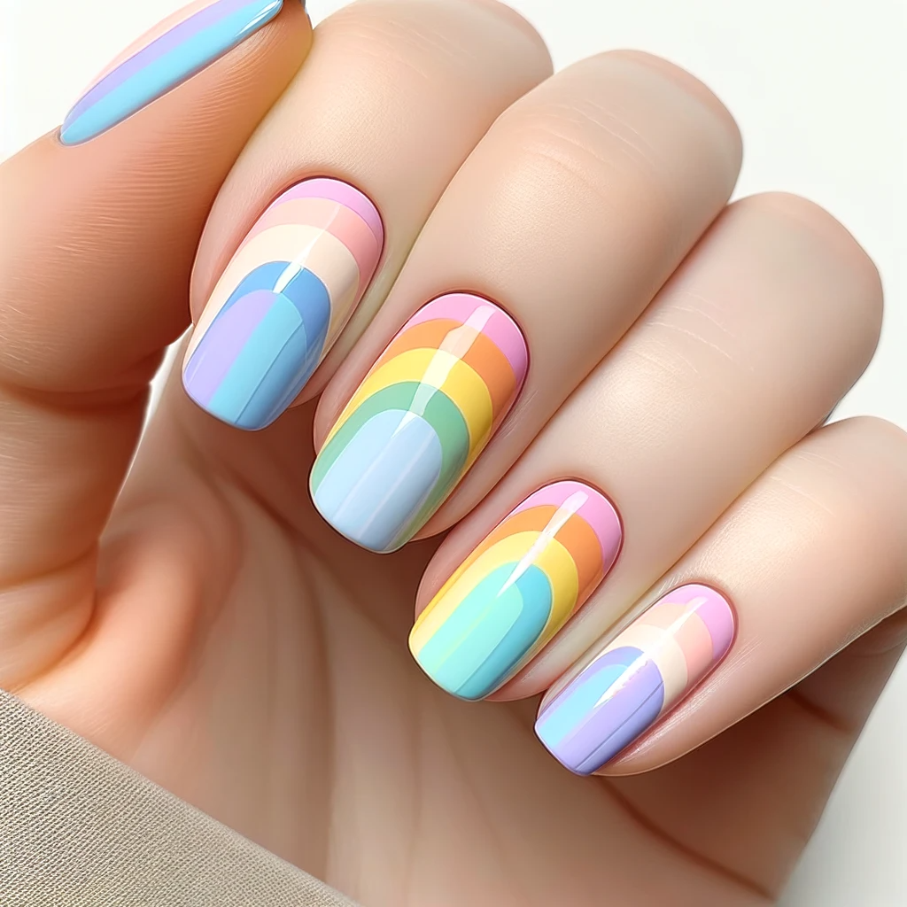 April nail art with Rainbow Pastels