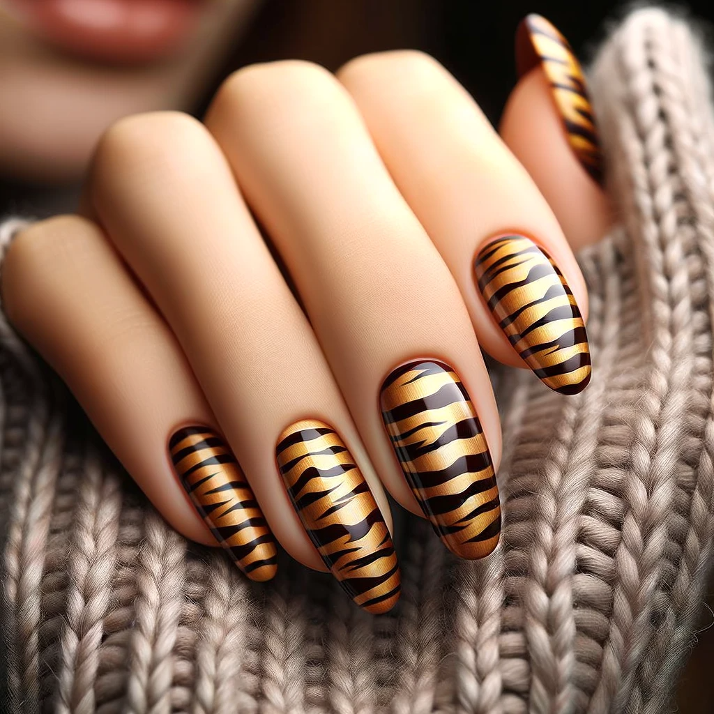 Bengal stripes design on nails
