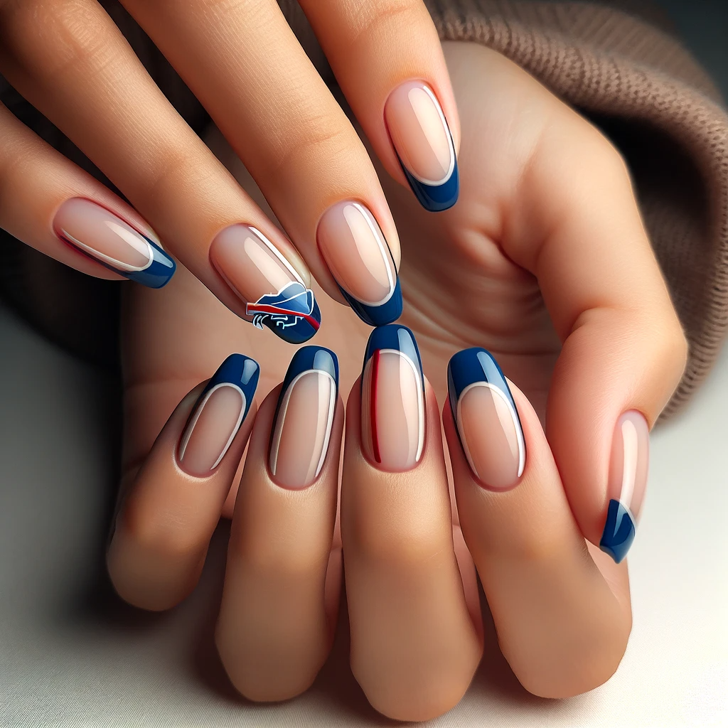 Blue french tips for Bills fans