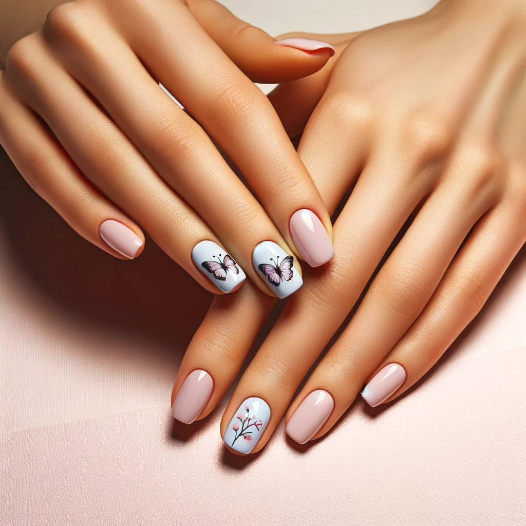 Butterfly accent nail designs