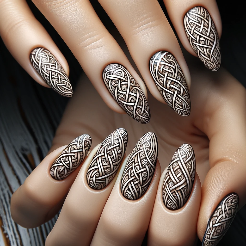 Celtic knots themed nail designs