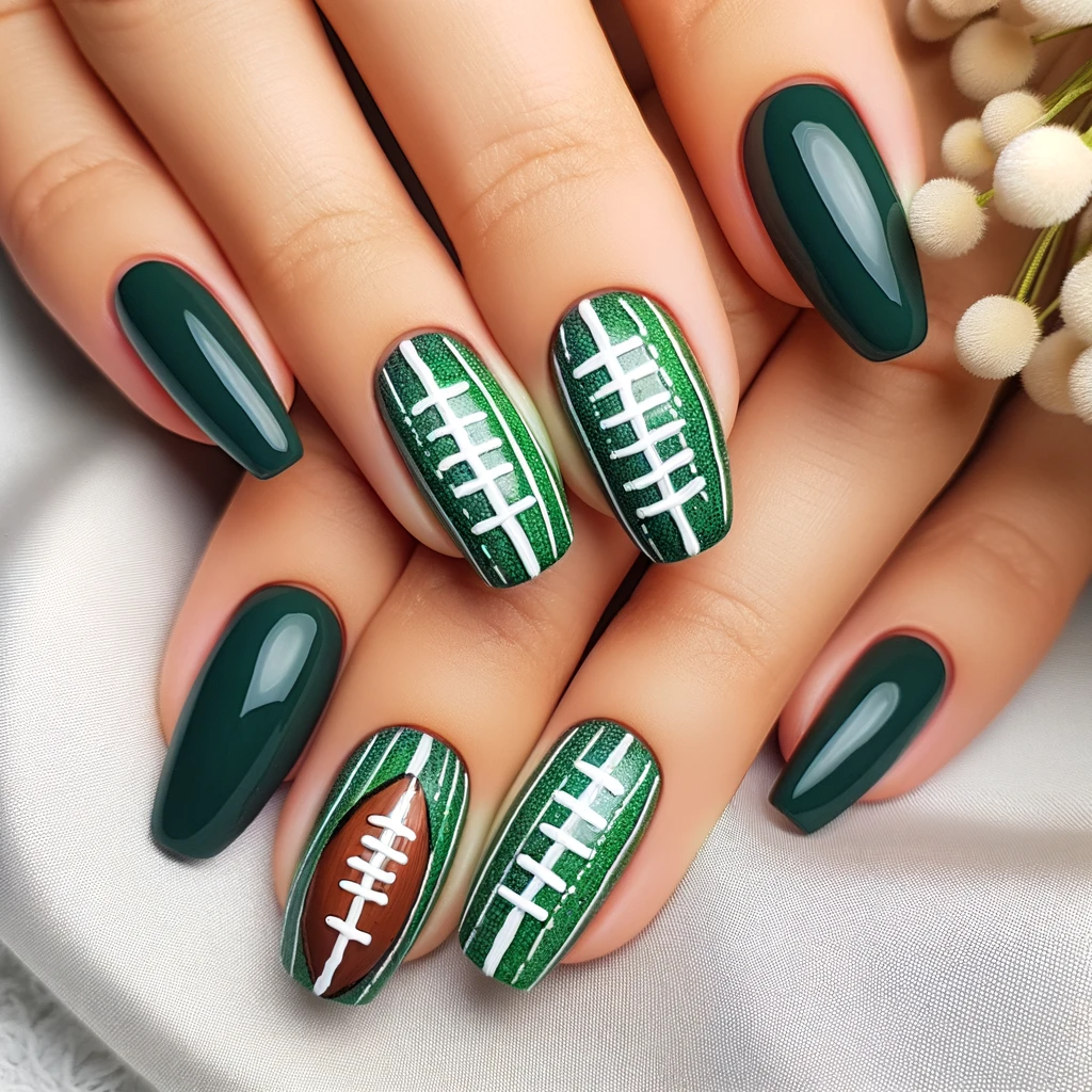 Football field inspired nails