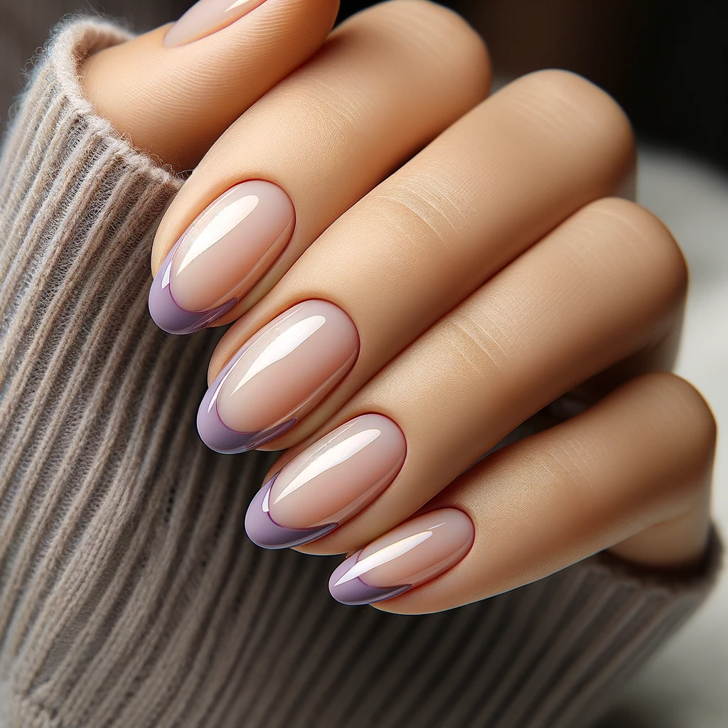 French manicure with pastel purple tips