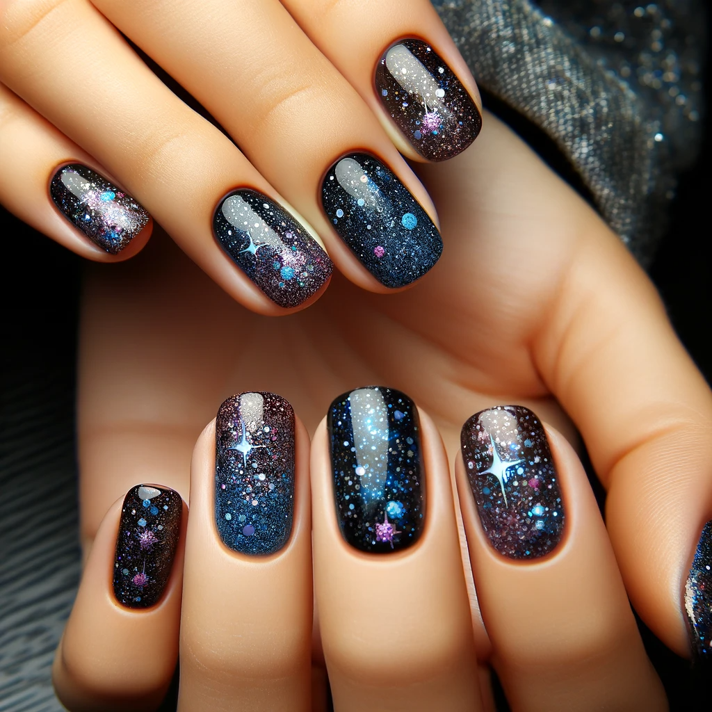 Galaxy Glitter on short nails