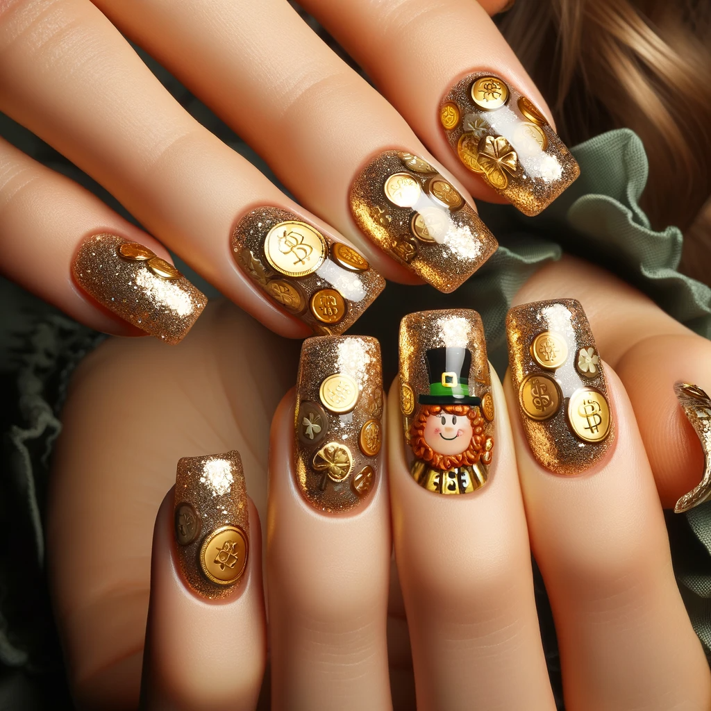 Gold coin nail art designs