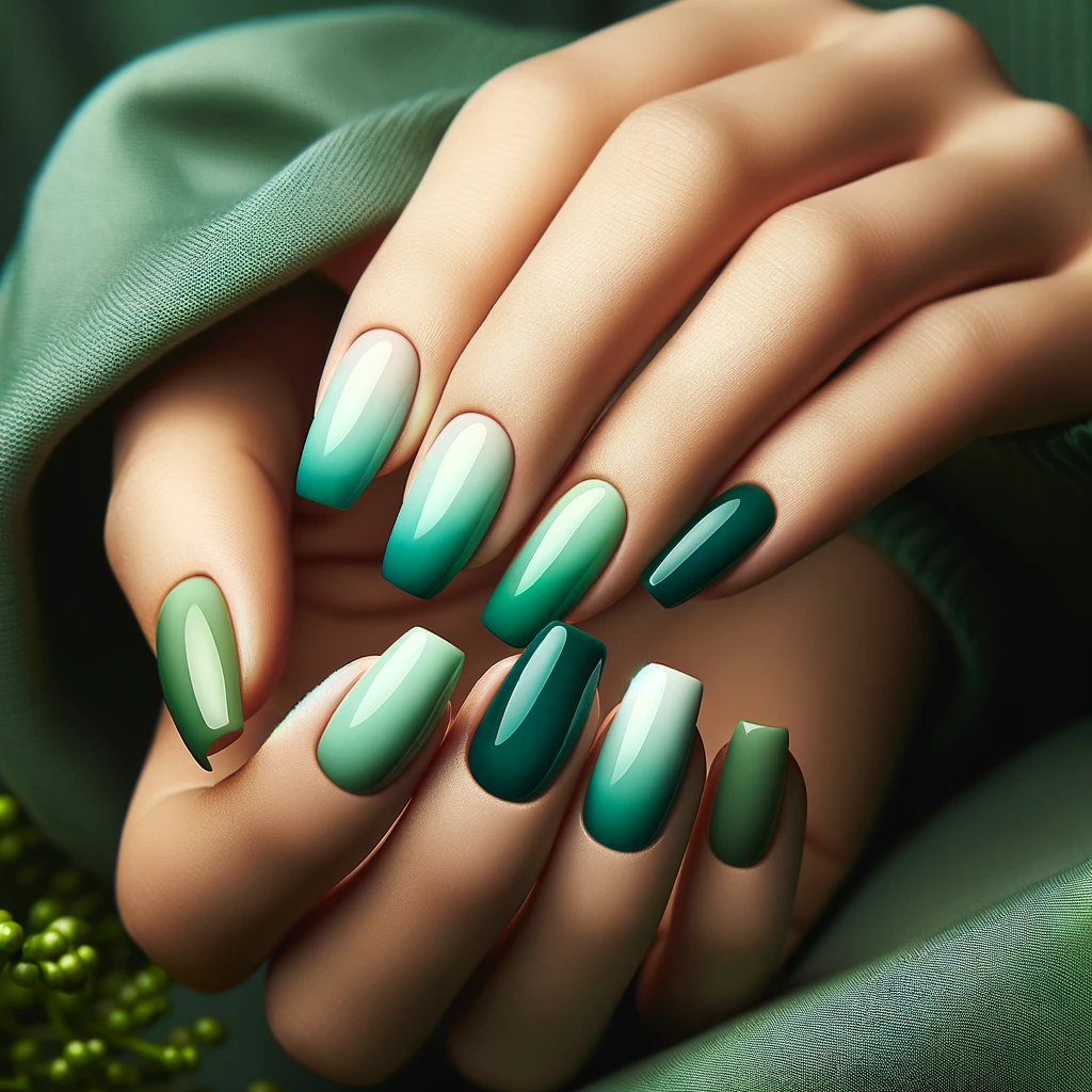 Green ombre nails