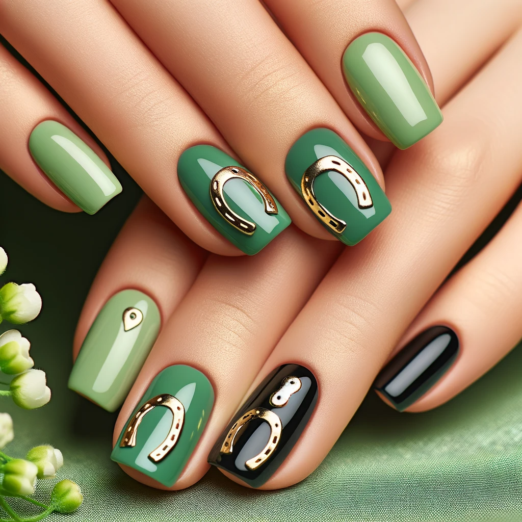 Horseshoe nail designs for St. Patrick's Day