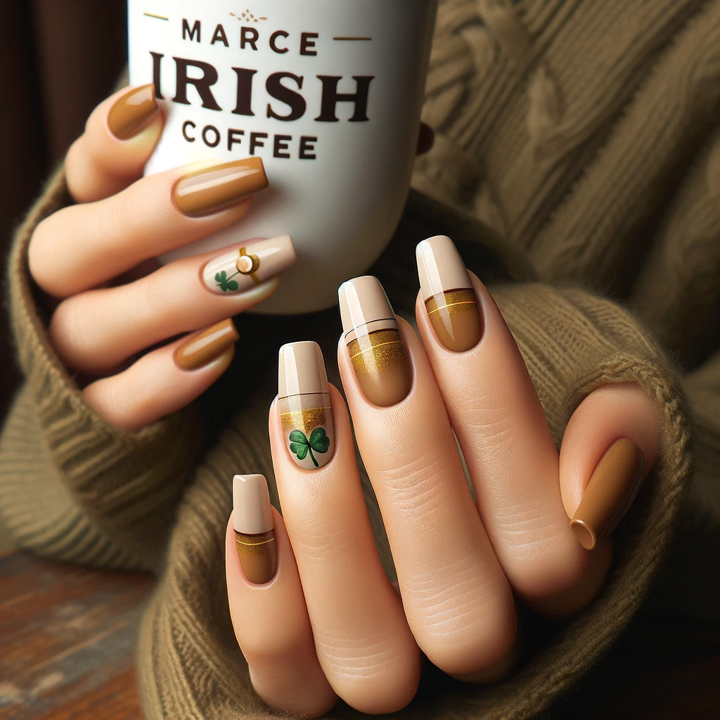 Irish coffee nail art