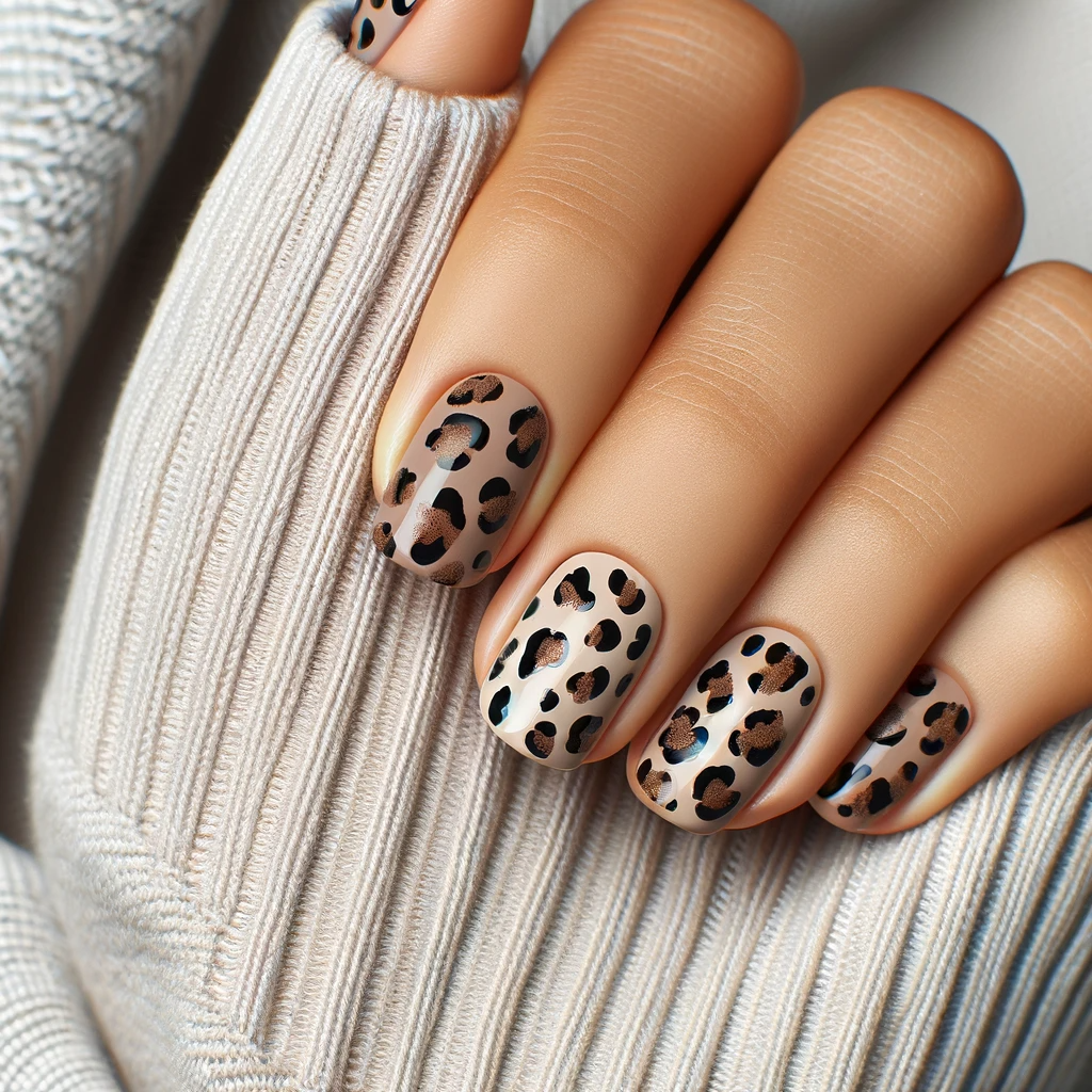 Leopard print design on nails