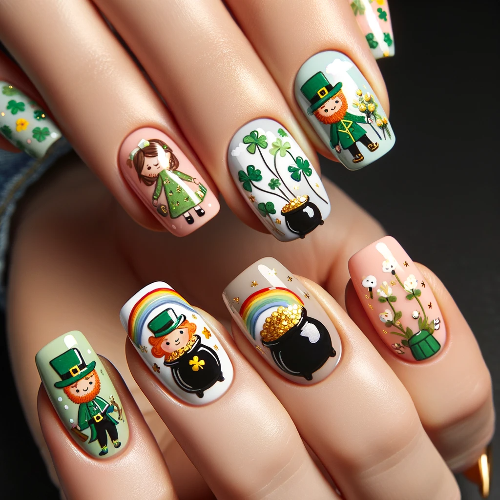 Leprechaun themed nail art ideas