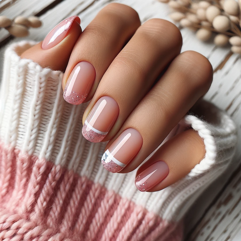 Nails with French pink tips