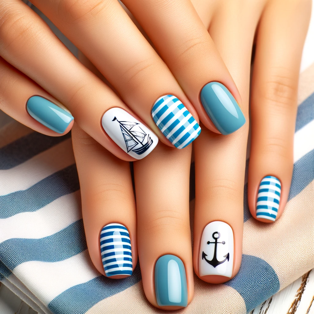 Nautical Theme on short nails