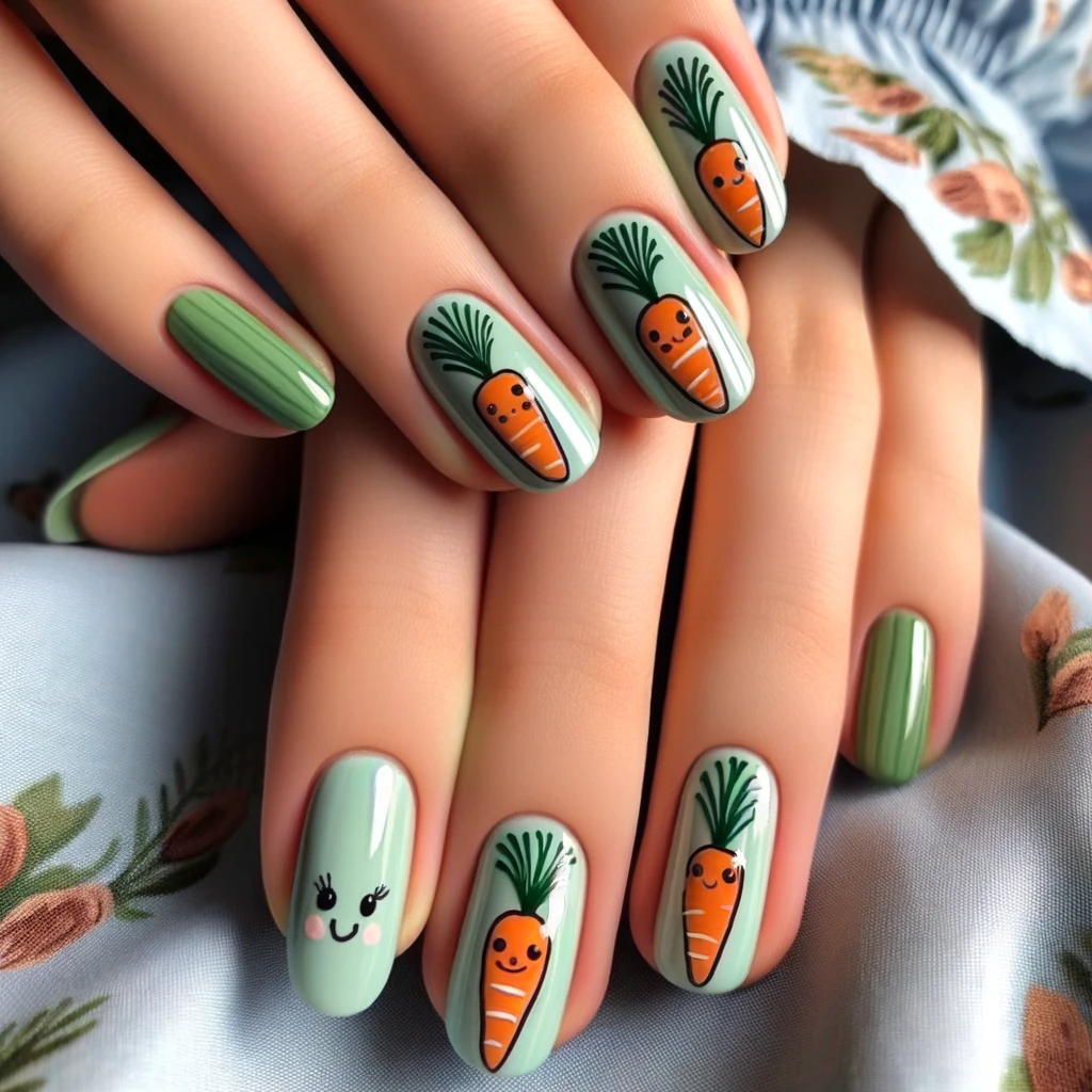 Orange carrot accent nail designs