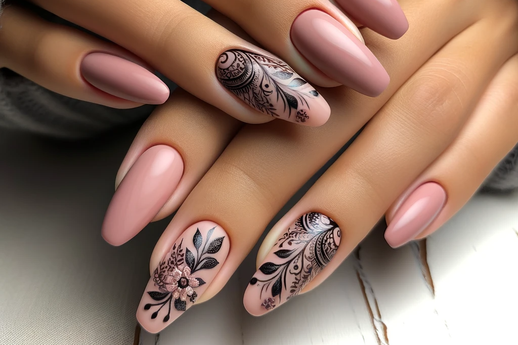 10 Gorgeous and Easy Pink and Black Nail Art Ideas