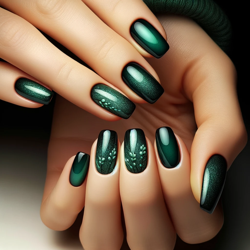 Simple emerald green nail design