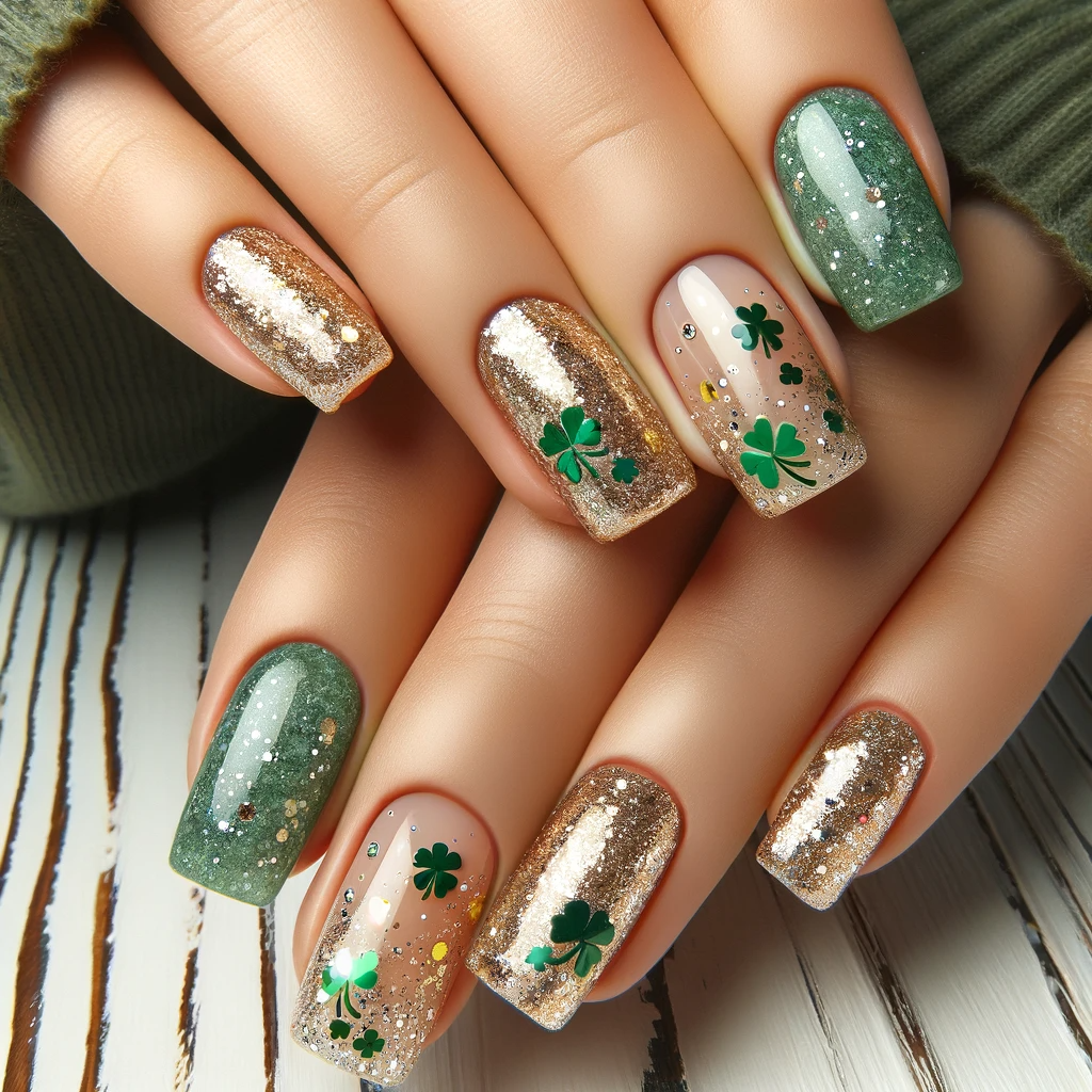 St. Patrick's Day glitter nail designs