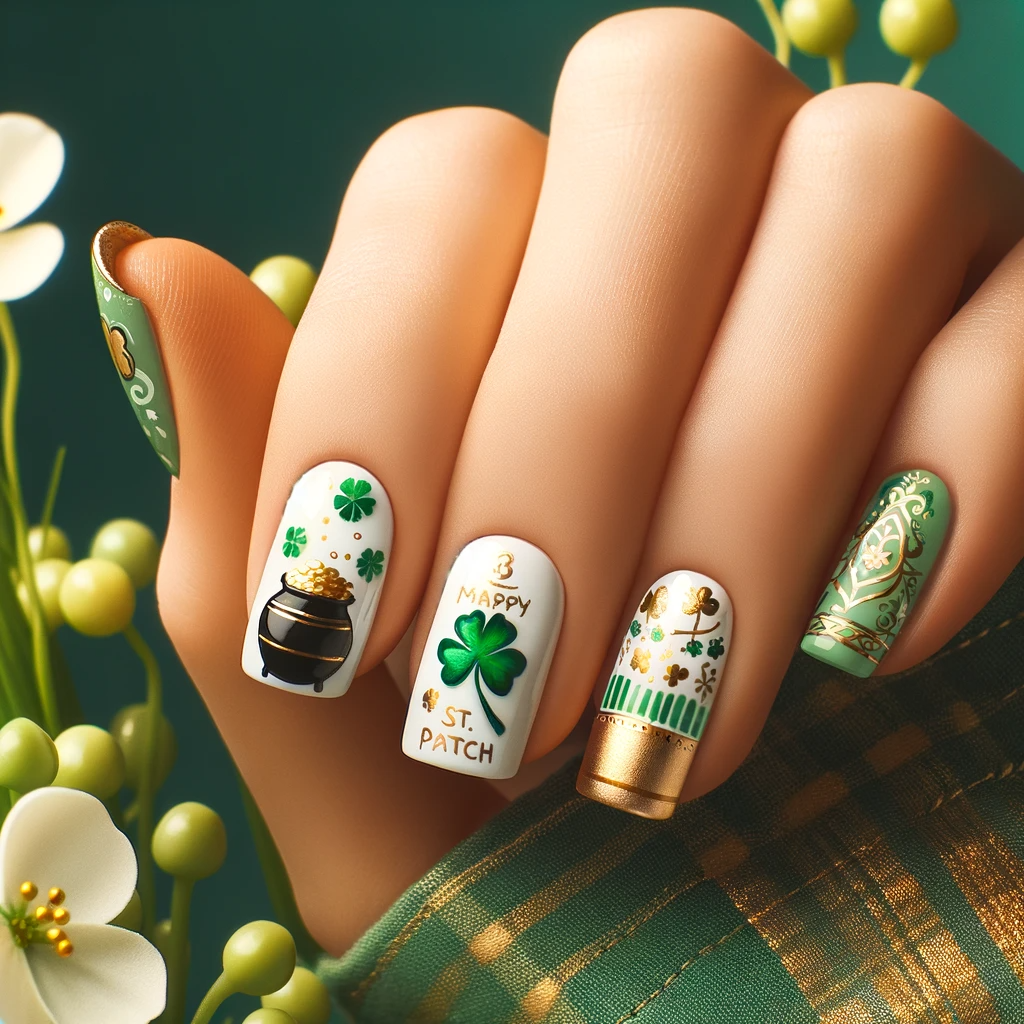 St. Patrick's Day theme nails designs