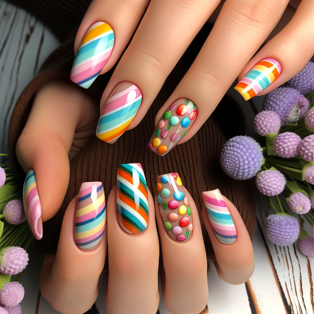 Sweet candy themed nail designs