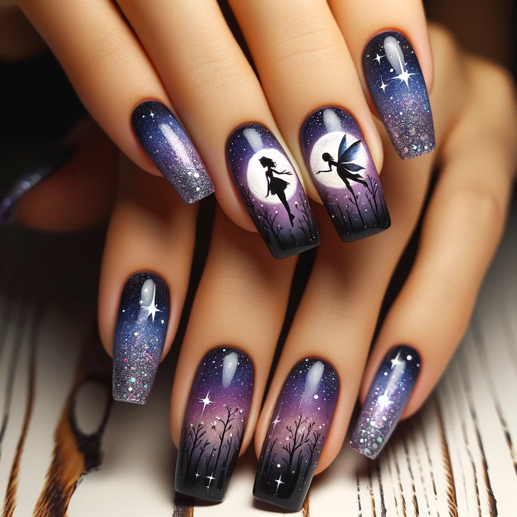 Twilight sky nail art