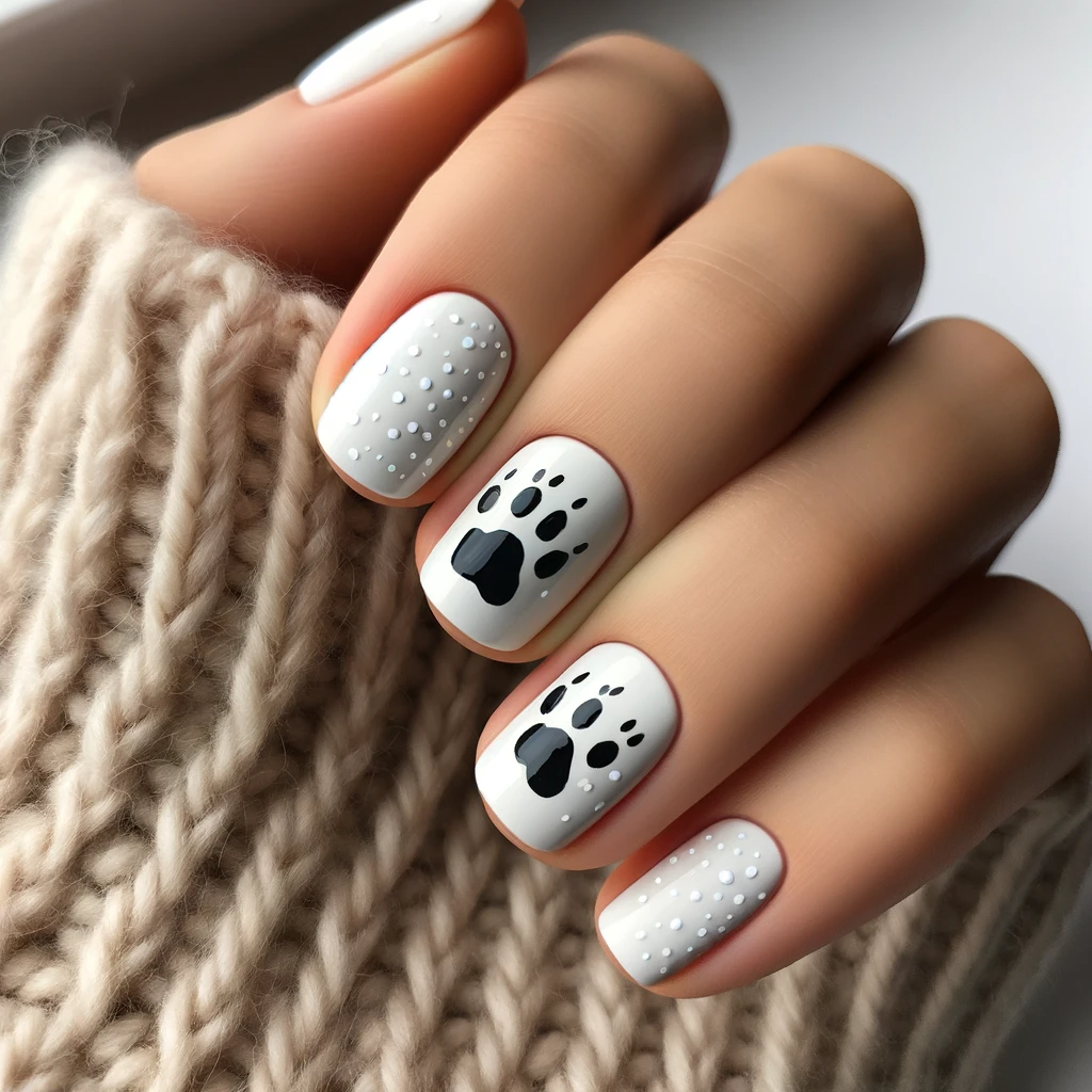 Winter nail designs with cute polar bear paw prints