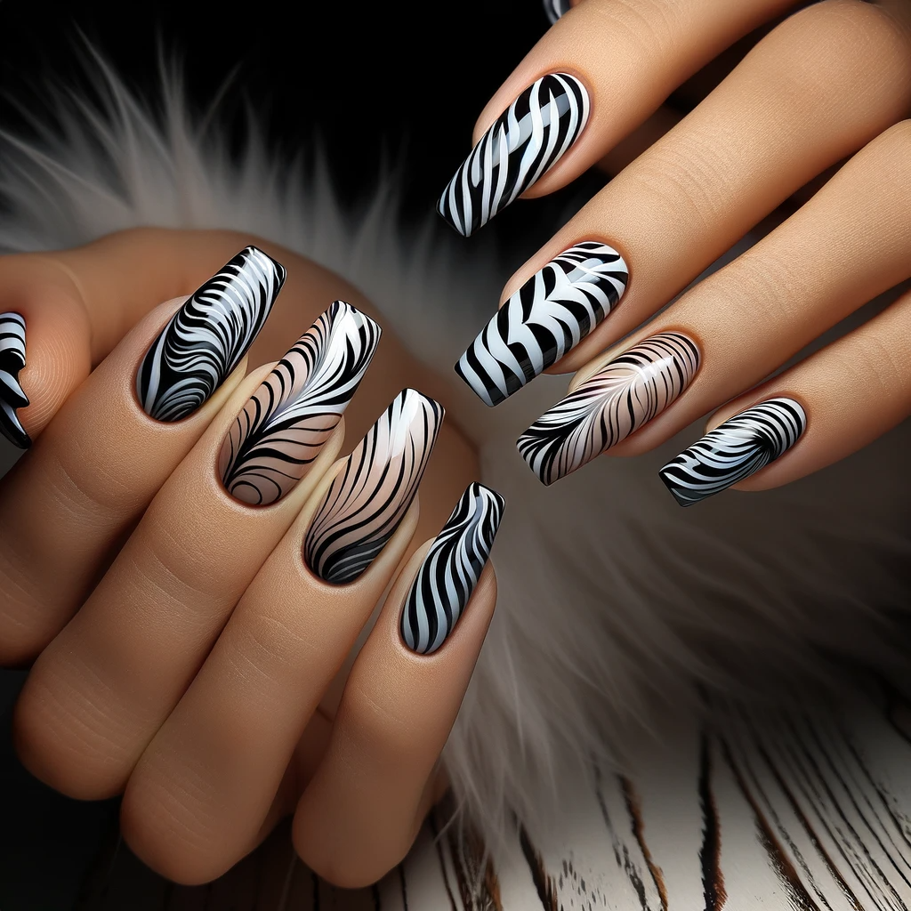 Zebra pattern nail designs
