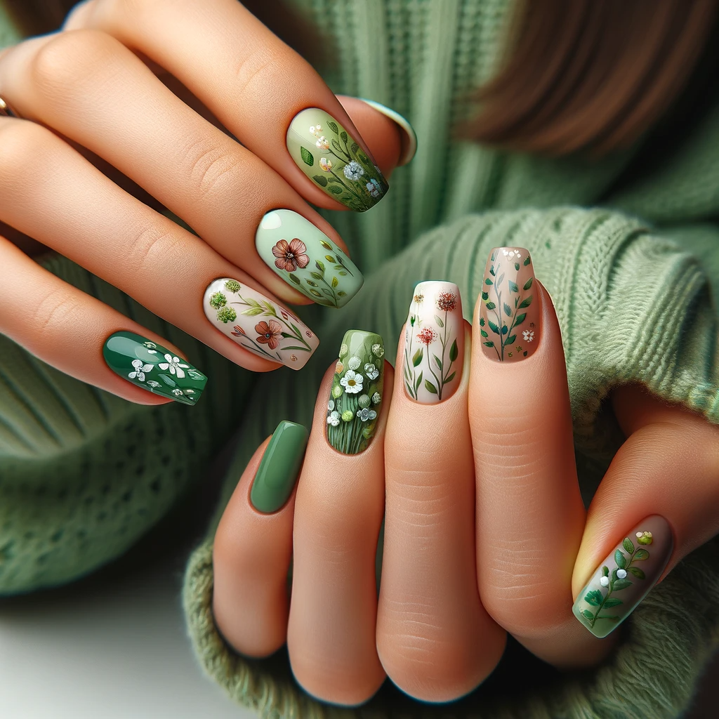 garden party inspired spring nail designs