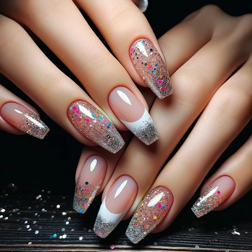 glitter tipped nail designs