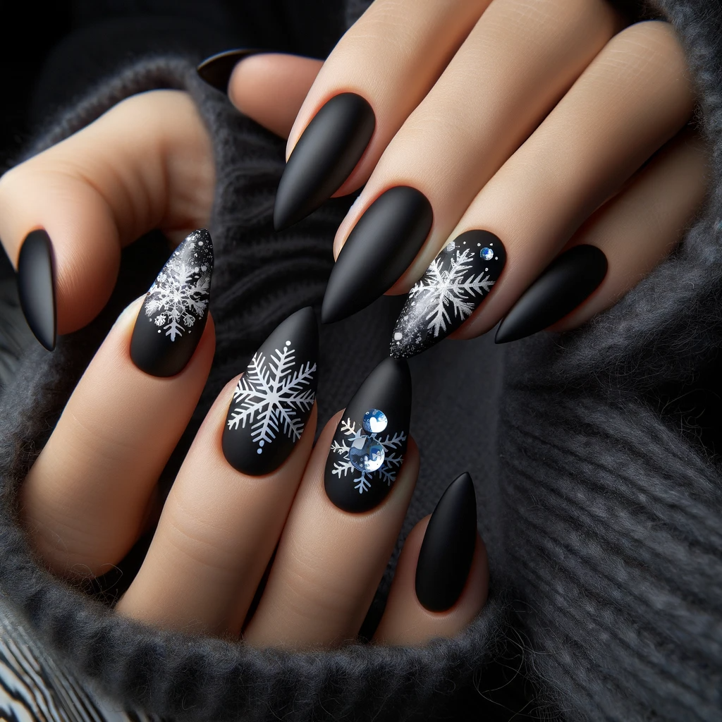 mysterious gothic winter night nail design