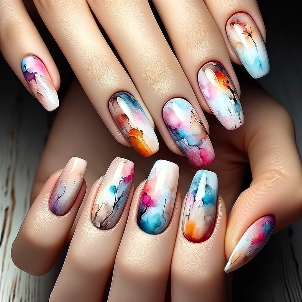 watercolor nails