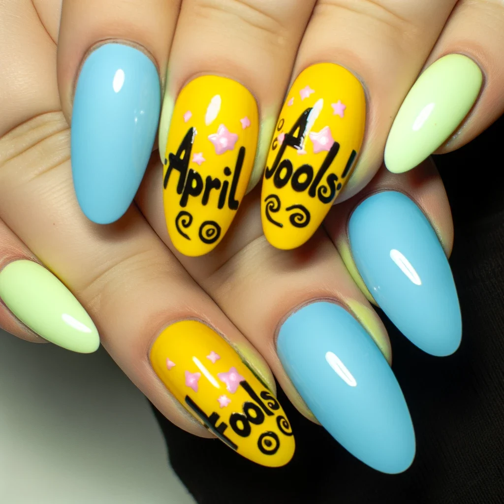 April Fools! written across two nails