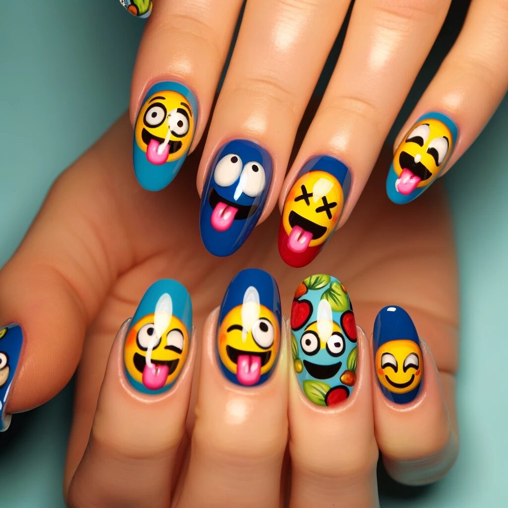 Silly emoji nail design