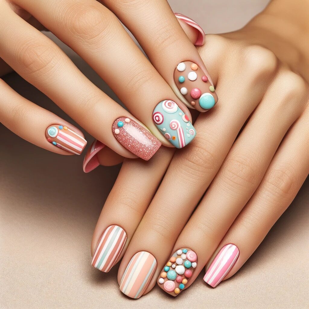 candy themed summer nails