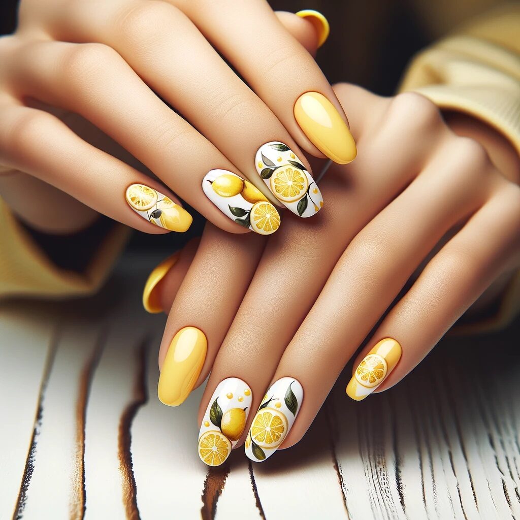 lemon and yellow summer nails