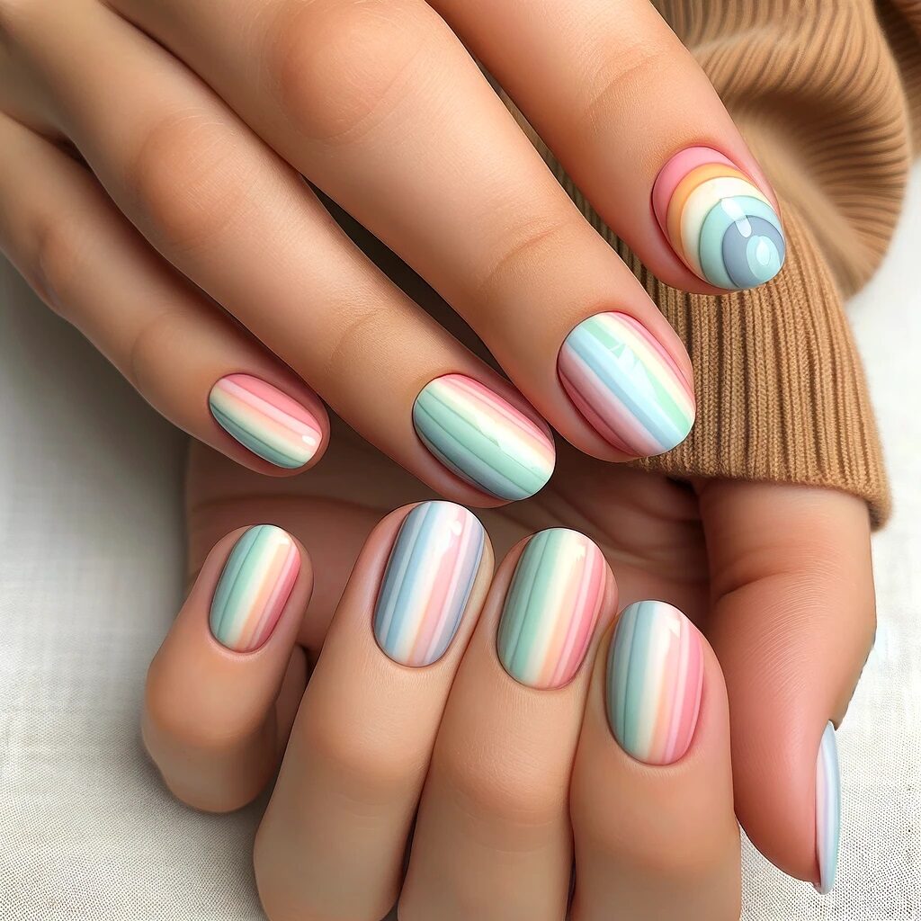 pastel rainbow nails for summer