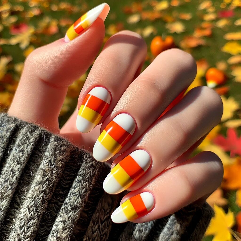 Candy Corn Stripes on nails