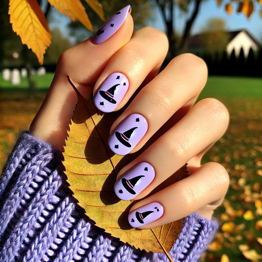 Witch Hats on purple nails