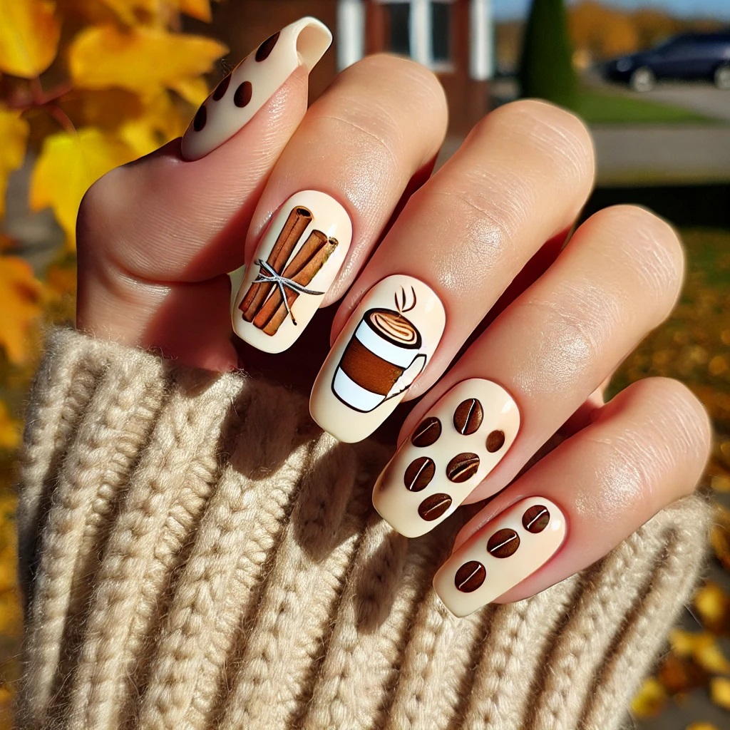 autumn coffee nails