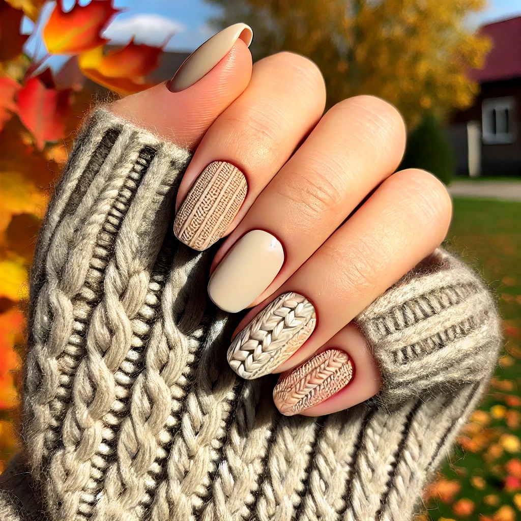 fall sweater themed nails