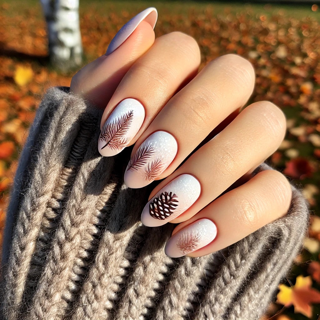 frosted pinecone fall nails