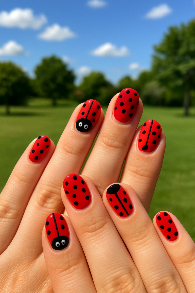 Classic Ladybug Charm nails