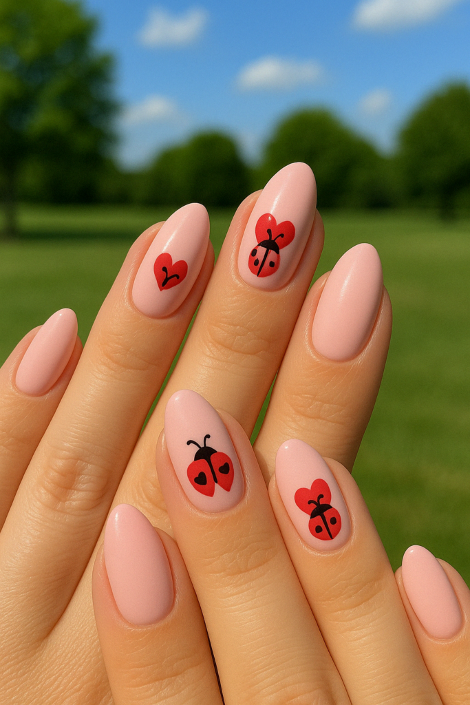 Hearts & Bugs nails