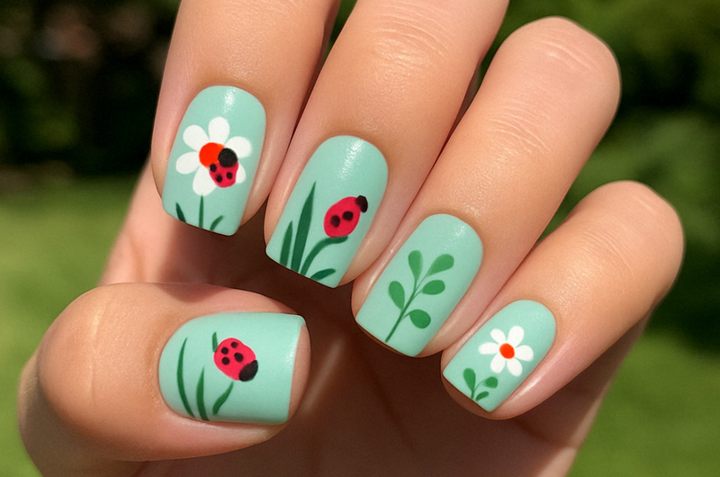 Mini Garden Scene nails featured